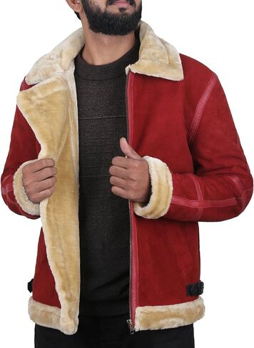 Men's Spirited Ryan Reynolds Maroon Leather with Faux Fur Jacket (as1, alpha, l, regular, regular) in Saudi Arabia