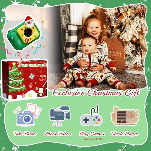 Christmas Kids Camera with Tripod, Santa Digital Camera, Video, Games, Xmas Gift for Boys Girls Age 3-12, New Year for Toddler, Children in Saudi Arabia
