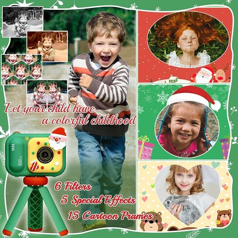 Christmas Kids Camera with Tripod, Santa Digital Camera, Video, Games, Xmas Gift for Boys Girls Age 3-12, New Year for Toddler, Children in Saudi Arabia
