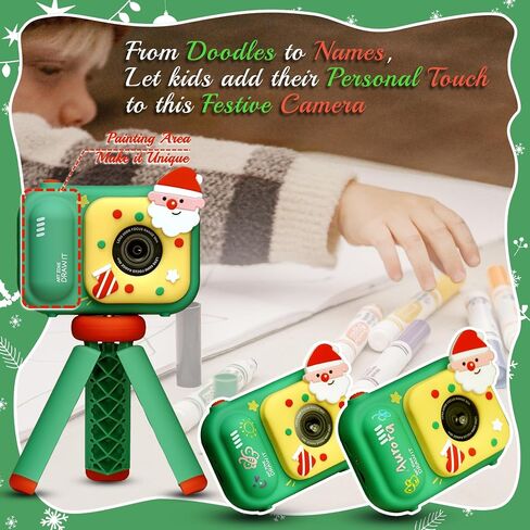 Christmas Kids Camera with Tripod, Santa Digital Camera, Video, Games, Xmas Gift for Boys Girls Age 3-12, New Year for Toddler, Children in Saudi Arabia