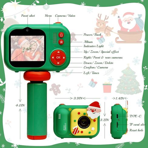 Christmas Kids Camera with Tripod, Santa Digital Camera, Video, Games, Xmas Gift for Boys Girls Age 3-12, New Year for Toddler, Children in Saudi Arabia