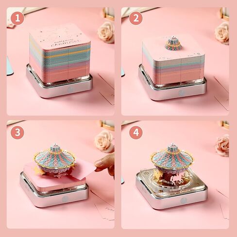 3D Art Calendar 2025, Time Piece Calendar, Carousel 3D Memo Pad Paper Carving, Creative Desk Calendar with Light in Saudi Arabia