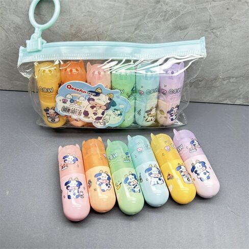 6 Pcs Mini Highlighters Pens Cute Cow Highlighter Markers Assorted Colors Highlighters Small Cartoon Highlighter Pens (Colored Cows) in Saudi Arabia
