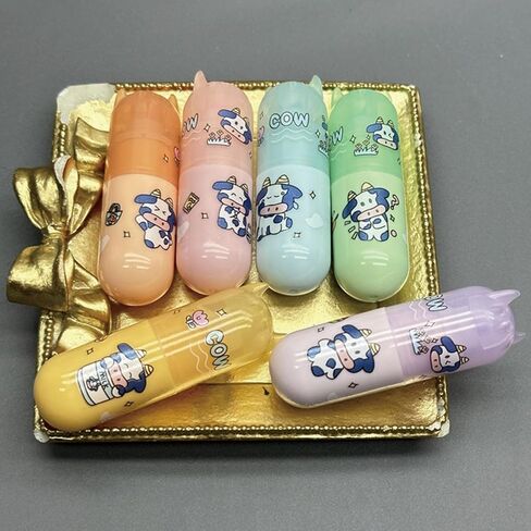 6 Pcs Mini Highlighters Pens Cute Cow Highlighter Markers Assorted Colors Highlighters Small Cartoon Highlighter Pens (Colored Cows) in Saudi Arabia