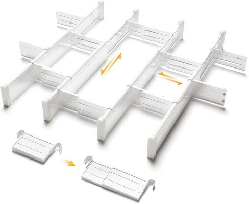 HiYZ Expandable Drawer Dividers, Large Kitchen Utensils Drawer Divider, 2.36" High Adjustable Drawer Organizers Separators for Clothing,Kitchen Utensils,Tools,8 Long Dividers(12.6"-22.8") in Saudi Arabia