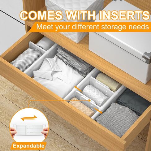 HiYZ Expandable Drawer Dividers, Large Kitchen Utensils Drawer Divider, 2.36" High Adjustable Drawer Organizers Separators for Clothing,Kitchen Utensils,Tools,8 Long Dividers(12.6"-22.8") in Saudi Arabia