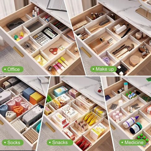 HiYZ Expandable Drawer Dividers, Large Kitchen Utensils Drawer Divider, 2.36" High Adjustable Drawer Organizers Separators for Clothing,Kitchen Utensils,Tools,8 Long Dividers(12.6"-22.8") in Saudi Arabia