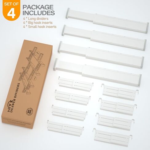 HiYZ Expandable Drawer Dividers, Large Kitchen Utensils Drawer Divider, 2.36" High Adjustable Drawer Organizers Separators for Clothing,Kitchen Utensils,Tools,8 Long Dividers(12.6"-22.8") in Saudi Arabia