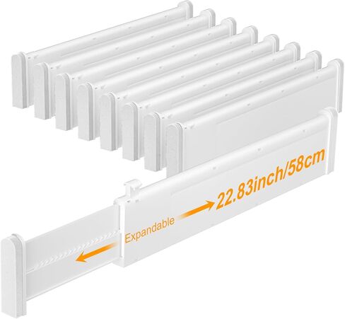 HiYZ Expandable Drawer Dividers, Large Kitchen Utensils Drawer Divider, 2.36" High Adjustable Drawer Organizers Separators for Clothing,Kitchen Utensils,Tools,8 Long Dividers(12.6"-22.8") in Saudi Arabia