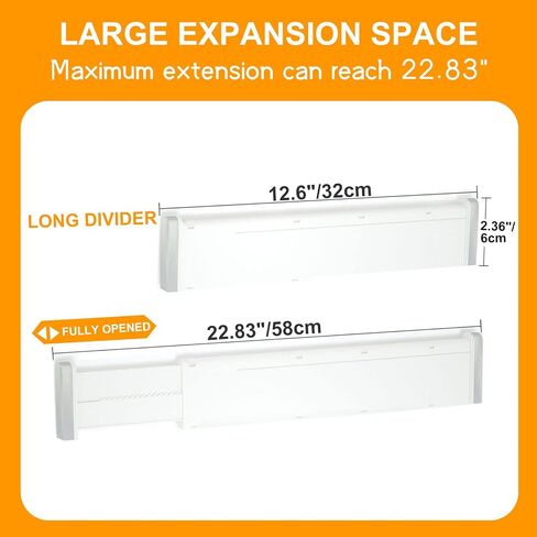 HiYZ Expandable Drawer Dividers, Large Kitchen Utensils Drawer Divider, 2.36" High Adjustable Drawer Organizers Separators for Clothing,Kitchen Utensils,Tools,8 Long Dividers(12.6"-22.8") in Saudi Arabia