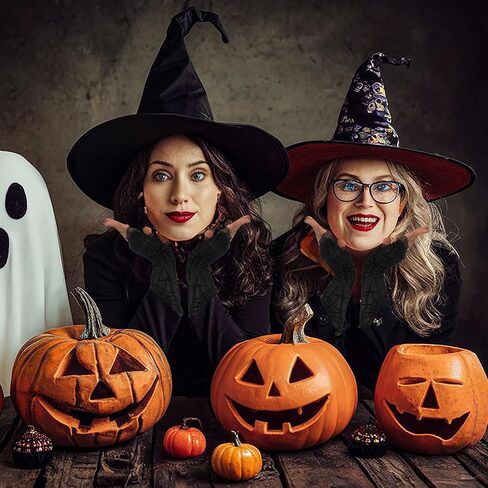 DIVINA VITAE 2Pairs Spider Web Witch Gloves Lace Fingerless Gloves,Half Finger Mesh Gloves Black Spider Web Long Gloves for Halloween Party Cosplay in Saudi Arabia