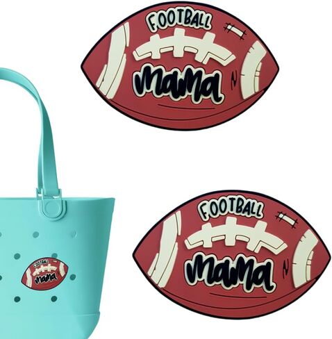 Premium Football Sport Charms for Bogg Bag, Set of 2 PVC Rubber Inserts, Compatible with Bogg Bag Accessories, Beach Bag Charms Inserts Accessories for Women Girls in Saudi Arabia
