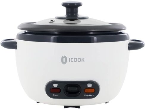 ICOOK 3-Cup Uncooked 6-Cup Cooked Blue Rice Cooker 0.6L Grains,Oatmeal,Cereals Cooker,Rice Warmer Steamer,Small Mini Rice Cooker,Removable Nonstick Pot,Full View Glass Lid,Blue in Saudi Arabia