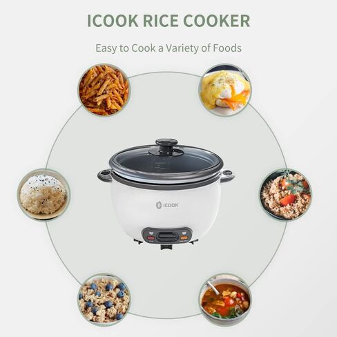 ICOOK 3-Cup Uncooked 6-Cup Cooked Blue Rice Cooker 0.6L Grains,Oatmeal,Cereals Cooker,Rice Warmer Steamer,Small Mini Rice Cooker,Removable Nonstick Pot,Full View Glass Lid,Blue in Saudi Arabia