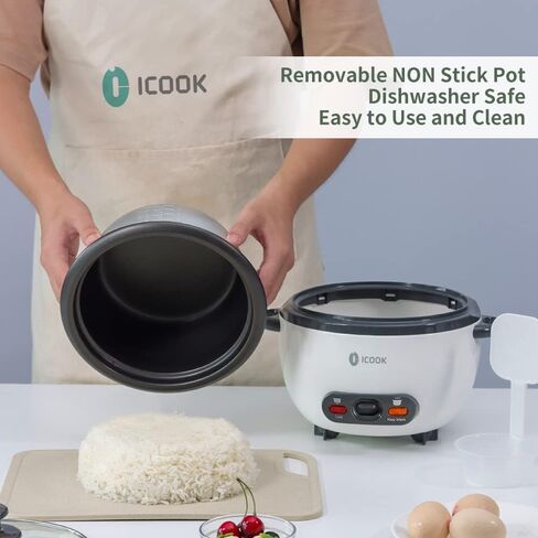 ICOOK 3-Cup Uncooked 6-Cup Cooked Blue Rice Cooker 0.6L Grains,Oatmeal,Cereals Cooker,Rice Warmer Steamer,Small Mini Rice Cooker,Removable Nonstick Pot,Full View Glass Lid,Blue in Saudi Arabia