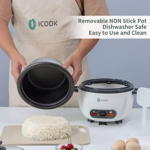 ICOOK 3-Cup Uncooked 6-Cup Cooked Blue Rice Cooker 0.6L Grains,Oatmeal,Cereals Cooker,Rice Warmer Steamer,Small Mini Rice Cooker,Removable Nonstick Pot,Full View Glass Lid,Blue in Saudi Arabia