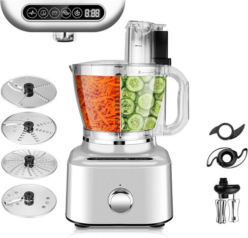 Homtone Professional Food Processors Food Chopper, 600W with 16 Cup Processor Bowl, 4 Blades, Food Chute and Pusher for Shredding, Pureeing Vegetables, Meat, Grains, Nuts in Kuwait
