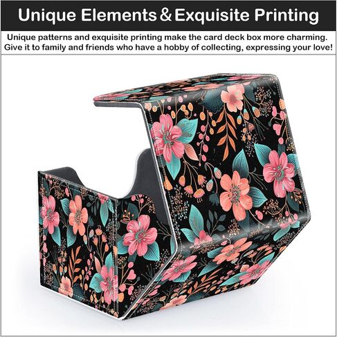Card Deck Box for MTG Trading Cards with Magnetic Closure,Premium Card Storage Box Case Cover for TCG CCG Magic Cards,Dinosaur Leaves in Kuwait