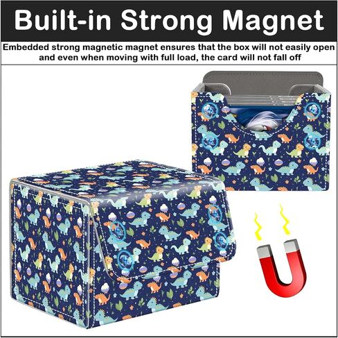 Card Deck Box for MTG Trading Cards with Magnetic Closure,Premium Card Storage Box Case Cover for TCG CCG Magic Cards,Dinosaur Leaves in Kuwait