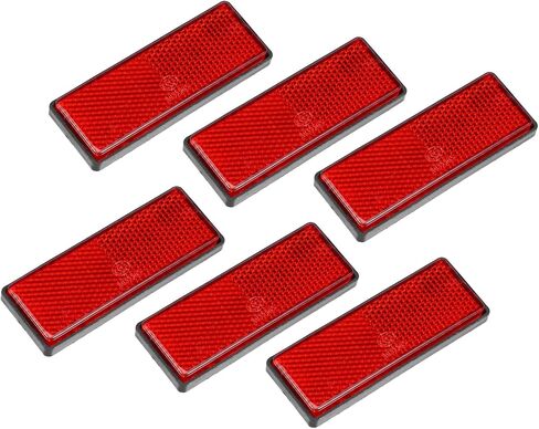 6 Pcs Rectangular Stick-on Safety Spoke Reflective Self Adhesive Reflector for Gate Posts Cars Trailer Motorcycle Bicycle Bike 87mm Length Red Replacement Durable Material in Saudi Arabia