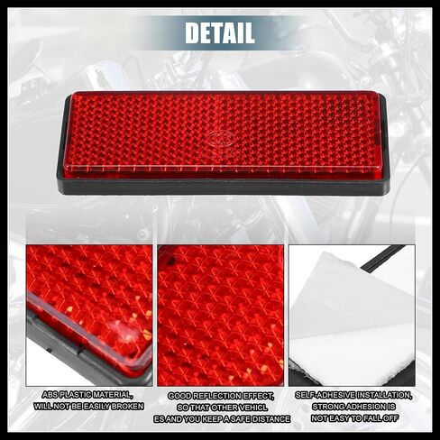 6 Pcs Rectangular Stick-on Safety Spoke Reflective Self Adhesive Reflector for Gate Posts Cars Trailer Motorcycle Bicycle Bike 87mm Length Red Replacement Durable Material in Saudi Arabia
