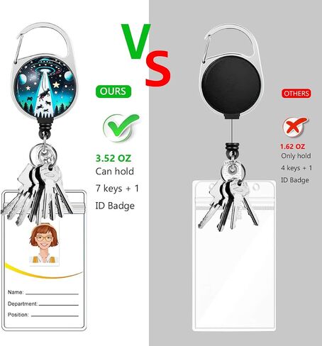 HASFINE UFO and Cow Badge Holder with Breakaway Lanyard & Retractable Badge Reel with Heavy Duty Carabiner，360°Rotation Clip & Key Ring,Funny ID Card Holder for Office Work,Teacher,Student in Kuwait