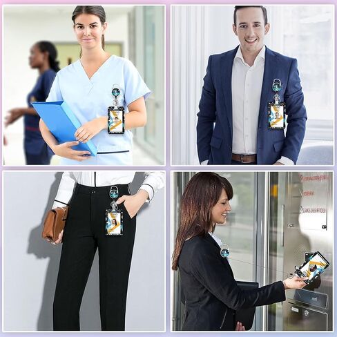 HASFINE UFO and Cow Badge Holder with Breakaway Lanyard & Retractable Badge Reel with Heavy Duty Carabiner，360°Rotation Clip & Key Ring,Funny ID Card Holder for Office Work,Teacher,Student in Kuwait