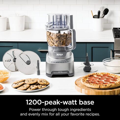 Ninja NF705BRN Professional XL Food Processor, 1200 Peak-Watts. 4 Functions for Chopping, Slicing/Shredding, Purees, Dough. 12-Cup Processor Bowl, 2 Blades/Discs, Feed Chute/Pusher, Storage Box, Black in Saudi Arabia