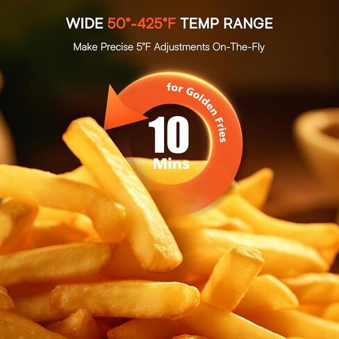 NUWAVE Brio 8-Qt Air Fryer, Powerful 1800W, Easy-to-Read Cool White Display, 50°-400°F Temp Controls, 100 Pre-Programmed Presets & 50 Memory Slots, Integrated Smart Thermometer, Linear T Technology in Saudi Arabia