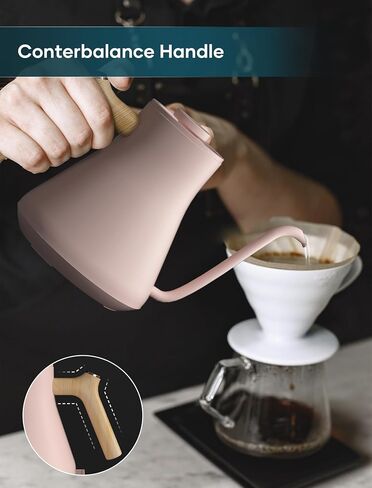INTASTING Gooseneck Electric Kettle, 0.9L Pour Over Kettle with Precise 1℉ Temperature Control, Stainless Steel Inner, 1200W Quick Heating, for Coffee Master, Matte Black in Kuwait