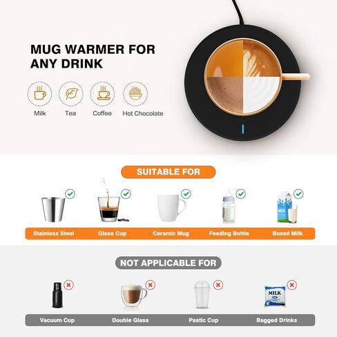 Coffee Mug Warmer, Candle Warmer, Smart Coffee Warmer with Auto Shut Off for Office Desk, Cup Warmer with 2 Temperature, Electric Beverage Drink Warmer for Cocoa, Tea, Milk Gifts for Mother's Day in Kuwait