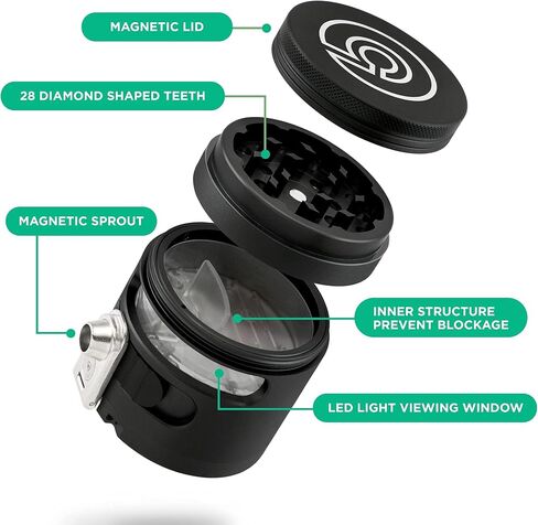 Tectonic9 Herb Grinder Automatic Electric Herbal Spice Dispenser Large 2.5" Aluminum Alloy (Grey) in Kuwait