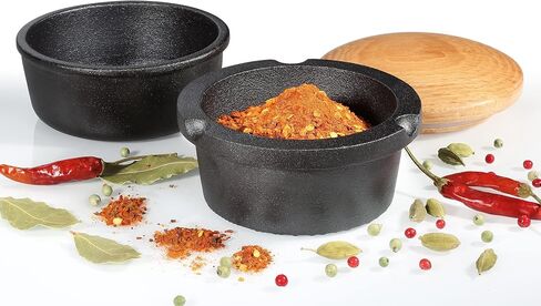 Zassenhaus Cast Iron Spice Grinding Set with Beech Wood Lid, 3" Grinder, Black in Kuwait