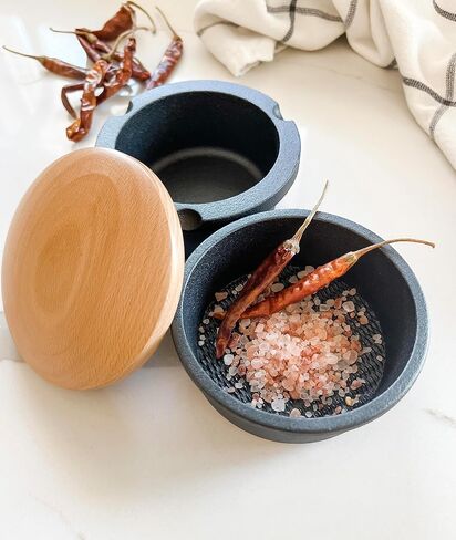 Zassenhaus Cast Iron Spice Grinding Set with Beech Wood Lid, 3" Grinder, Black in Kuwait