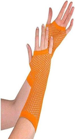 amscan Orange Fishnet Long Gloves, Party Accessory,9" in Saudi Arabia