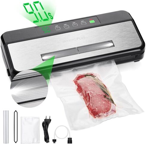 Food Sealer Vacuum Sealer Machine 10-In-1 with Full Starter Kit Built-in Cutter and Bag Storage(Up to 20ft), INKBIRD Moist/Dry/Pulse/Canister/Seal Food Vacuum Sealer Machine with Sealer Bag*5 (8"*11.8") and Bag Roll*1 (11"*118"), Sealing Strip & Foam Gask in Saudi Arabia