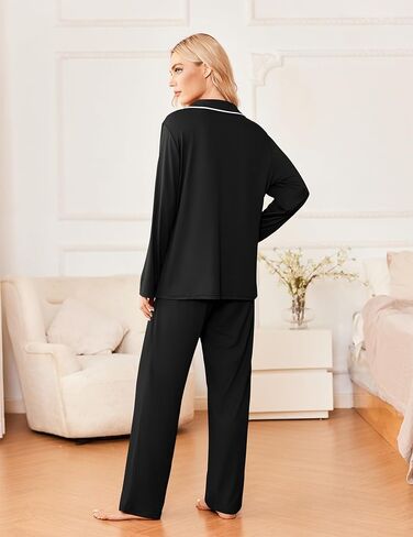 Ekouaer Womens Pajama Sets 2 Piece Long Sleeve Sleepwear Soft Button Down Pjs Lounge Set S-XXL in Saudi Arabia