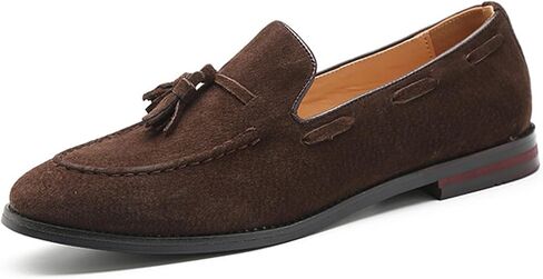 Men's Suede Tassel Low Heel Loafers Fashion Handmade Lightweight Round Toe Slip On Business Dress Oxford Shoes Leisure Driving Office Penny Loafer in Saudi Arabia