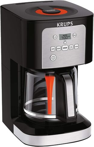 Krups Essential Brew Stainless Steel Drip Coffee Maker 12 cup 99 Watts Digital Control, Coffee Filter, Drip Free, Dishwasher Safe Thermal Pot Black in Kuwait