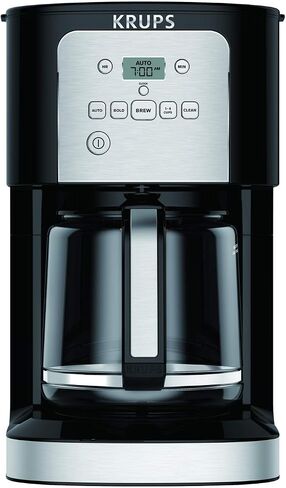Krups Essential Brew Stainless Steel Drip Coffee Maker 12 cup 99 Watts Digital Control, Coffee Filter, Drip Free, Dishwasher Safe Thermal Pot Black in Kuwait