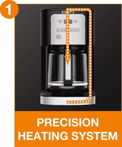 Krups Essential Brew Stainless Steel Drip Coffee Maker 12 cup 99 Watts Digital Control, Coffee Filter, Drip Free, Dishwasher Safe Thermal Pot Black in Kuwait