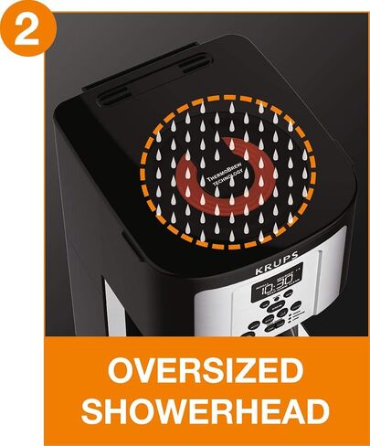 Krups Essential Brew Stainless Steel Drip Coffee Maker 12 cup 99 Watts Digital Control, Coffee Filter, Drip Free, Dishwasher Safe Thermal Pot Black in Kuwait