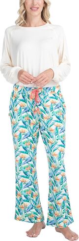 Ocean Pacific Waves for Days Pajama Set, Long Sleeve Crew Neck and Sleep Pants in Saudi Arabia
