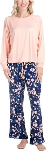 Ocean Pacific Waves for Days Pajama Set, Long Sleeve Crew Neck and Sleep Pants in Saudi Arabia