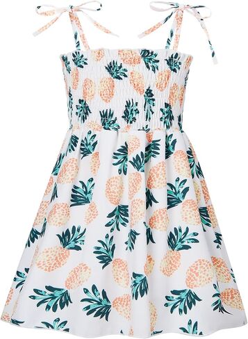 Vieille Toddler Baby Girls Summer Dress Sling Straps Princess Sundress Floral Printed Casual Beach Holiday Dress 1-6 Years in Kuwait