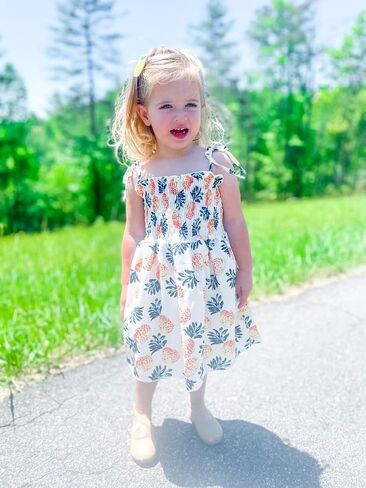 Vieille Toddler Baby Girls Summer Dress Sling Straps Princess Sundress Floral Printed Casual Beach Holiday Dress 1-6 Years in Kuwait