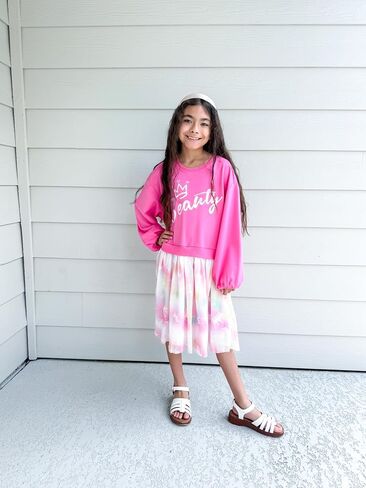 PATPAT Toddler Girls Long Sleeves Pink Dress Casual Fall Dress One-Piece Splicing Dress Fashion Outfit Clothes in Saudi Arabia