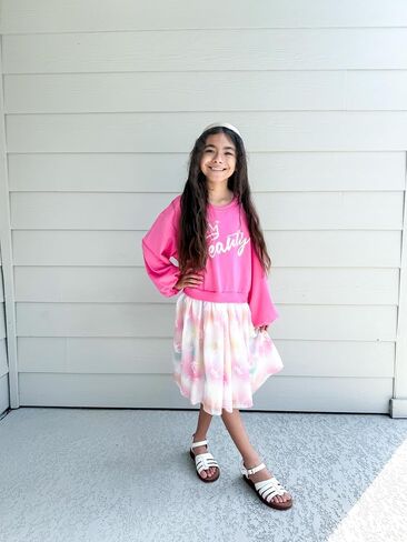 PATPAT Toddler Girls Long Sleeves Pink Dress Casual Fall Dress One-Piece Splicing Dress Fashion Outfit Clothes in Saudi Arabia