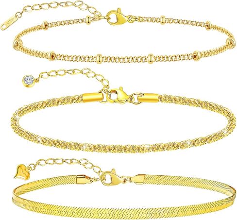 أساور الكاحل للنساء مجوهرات مقاومة للماء خلخال مطلي بالذهب 18 قيراط للنساء خلخال نسائي مقاوم للماء ذهبي بالإضافة إلى حجم سوار الكاحل للنساء in Kuwait