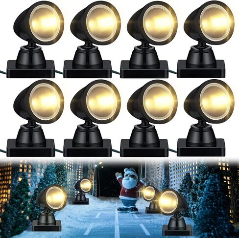Kingdder Christmas Village Lights Christmas Mini Spotlight Building Light Battery Operated Christmas LED Light with Switch Indoor String Lights for Christmas (Warm White,1 Set) in Saudi Arabia